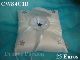 coussin pour alliance coquillage mariage theme mer